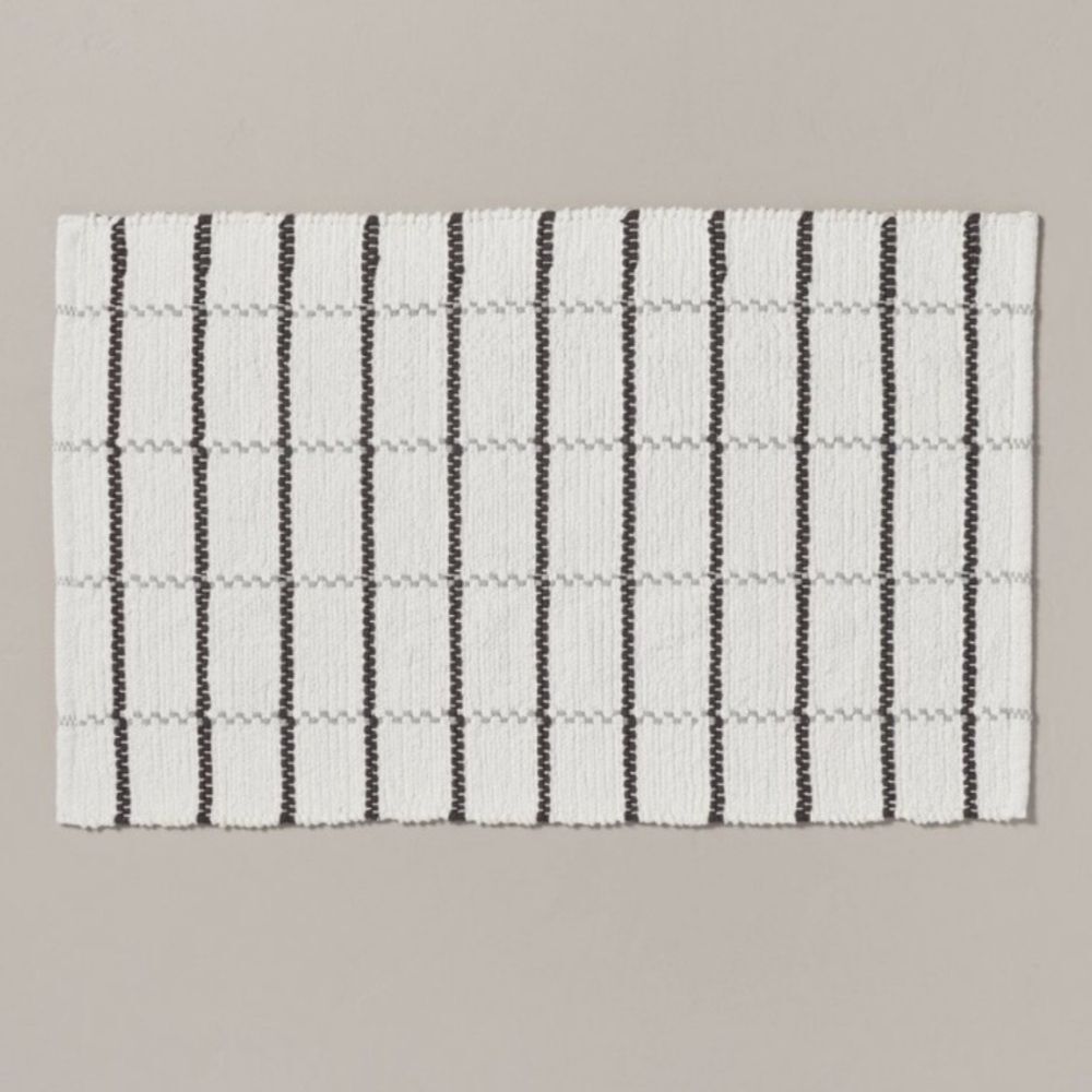 Hearth & Hand Woven 20x32” Grey and White Striped Bath Mat